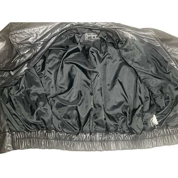 Vintage Simo di Giorgio Leather Jacket Womens Small Black Batwing Bomber 80s S/M - Picture 7 of 16